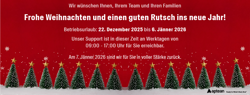 Frohe Weihnachten und Supportzeiten Aptean Austria 2025
